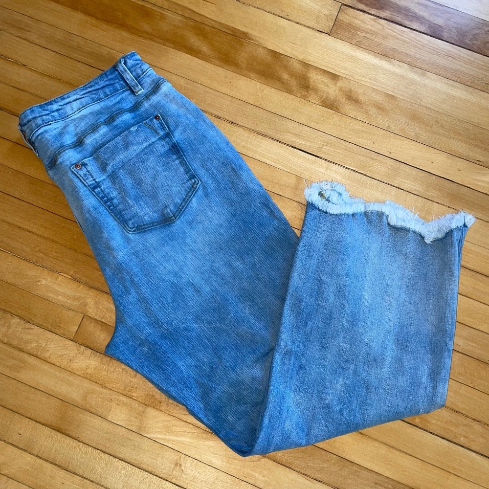 A loves A Straight Wide Leg Ankle Denim Jeans Medium Rise Vintage Wash Plus Size